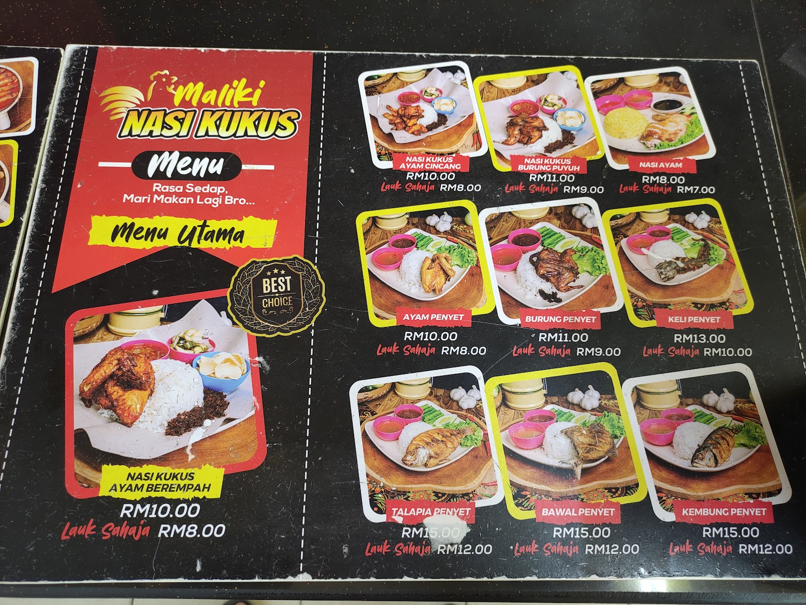 Restoran Maliki Nasi Kukus 菜单